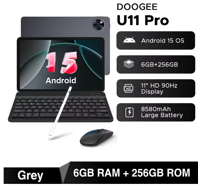 DOOGEE U11 Pro Fast 11" Tablet Android 15 256GB 8580mAh WiFi UK