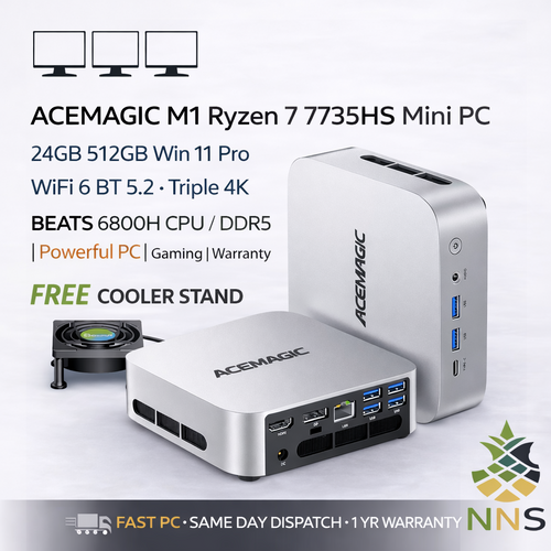 ACEMAGIC M1 Ryzen 7 7735HS Mini PC 24GB 512GB Win 11 Pro WiFi 6 BT 5.2 Triple 4k
