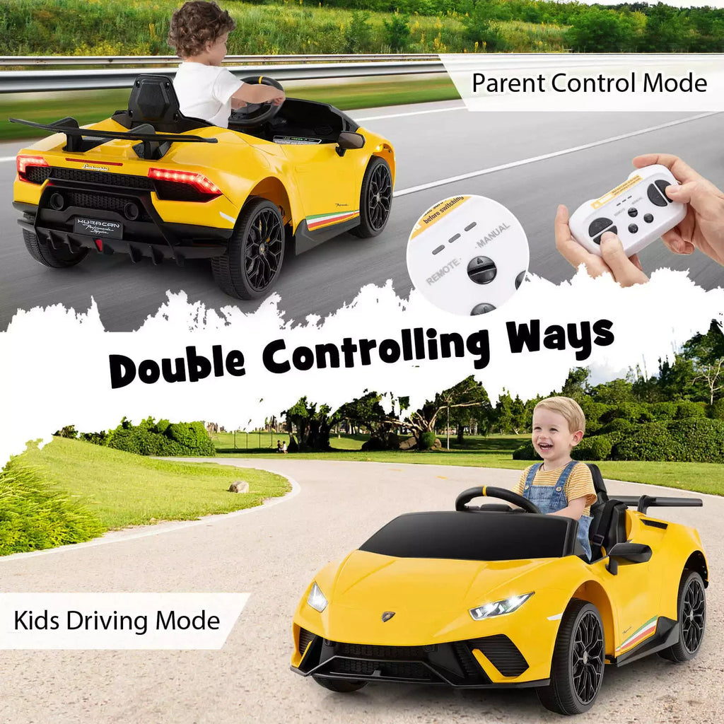 DORTALA Kids 12V Ride-On Car Remote Control Yellow UK