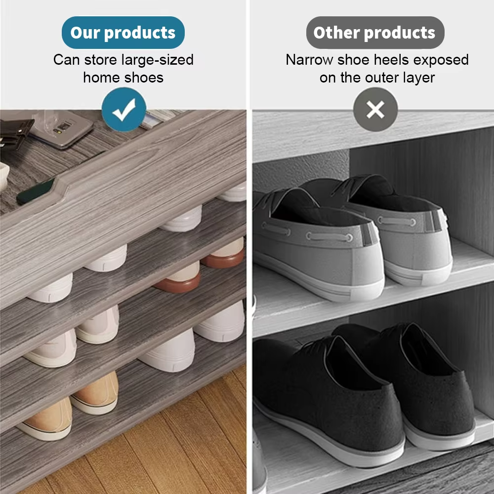 80cm Ottoman Shoe Rack Bench – 2 Tier Storage Cabinet with Wooden Padded Seat UK