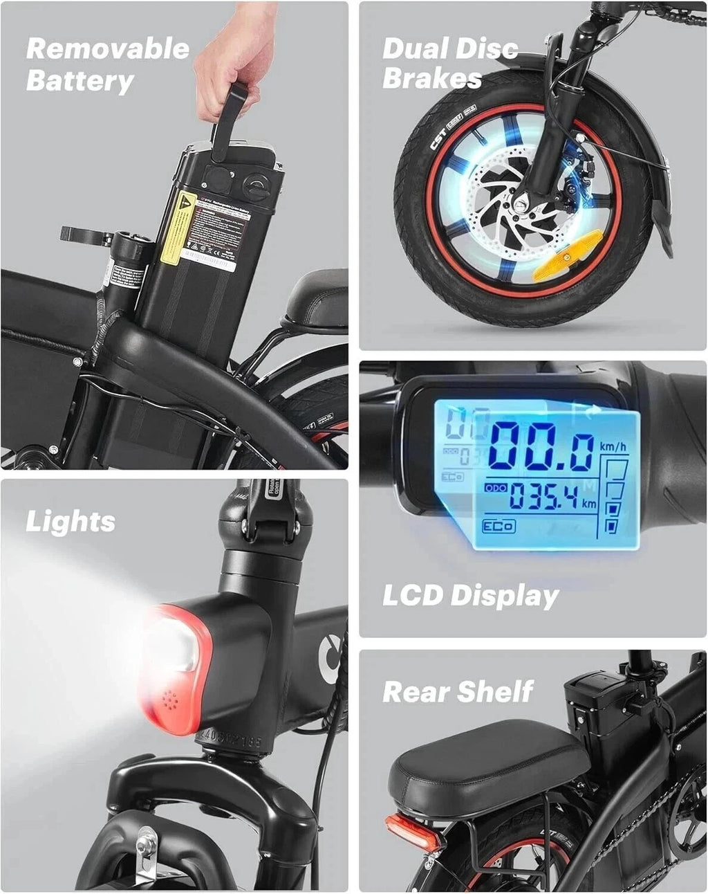 DYU A5 Folding Electric Bike 250W 48V 7.5Ah 14” Foldable E-Bike 25km/h 60km
