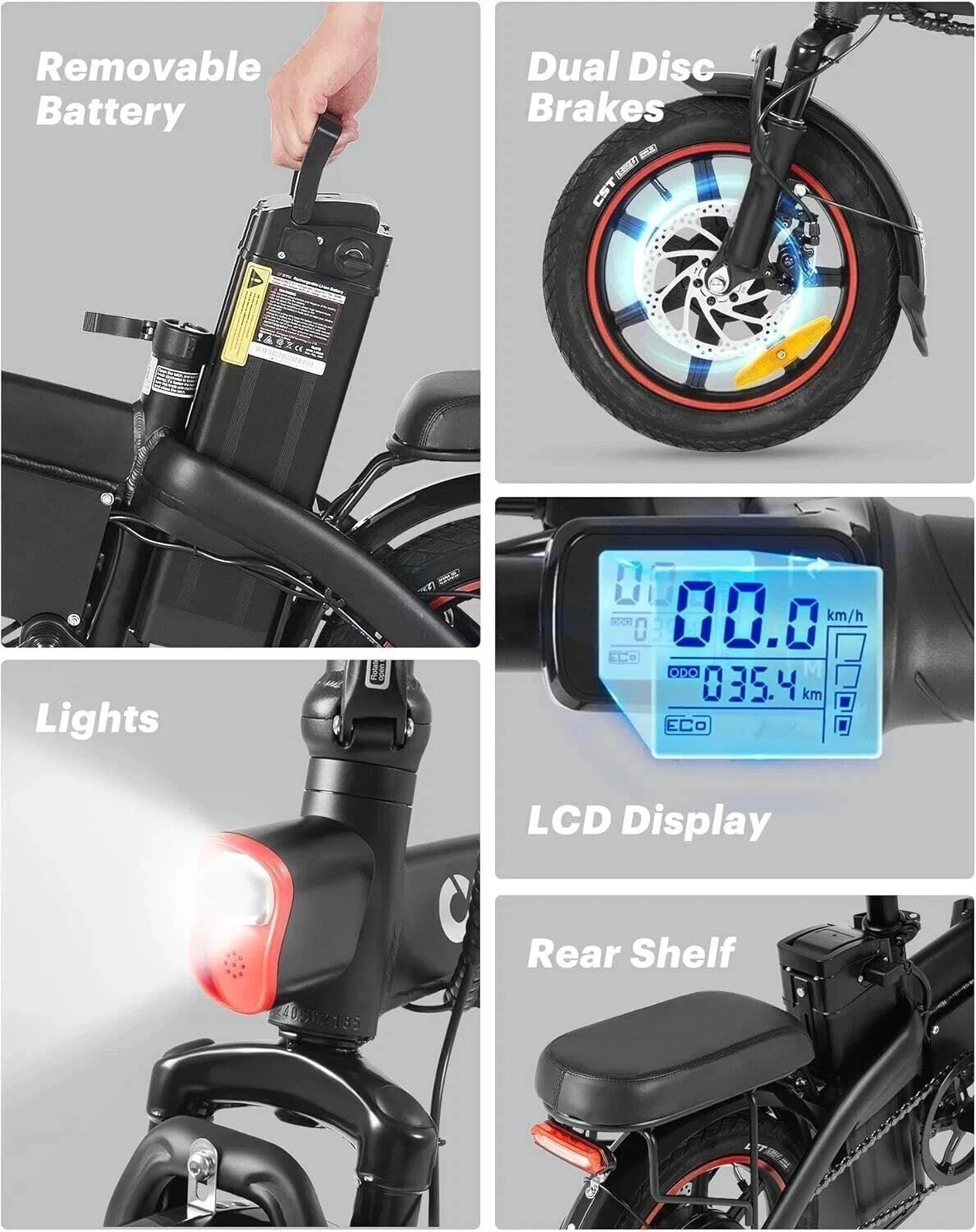 DYU A5 Folding Electric Bike 250W 48V 7.5Ah 14” Foldable E-Bike 25km/h 60km