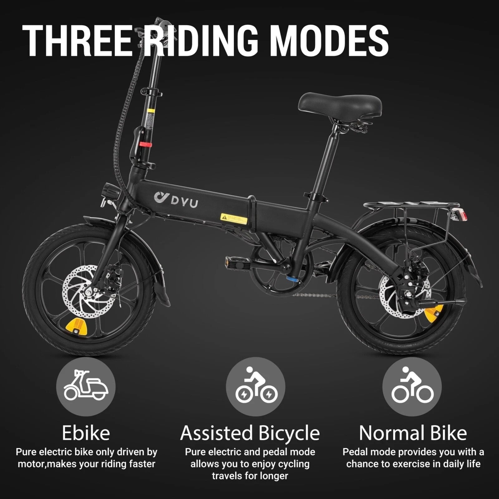 DYU A1F PRO 16" Folding Electric Bike 250W 36V E-Bike 60KM Range City Urban