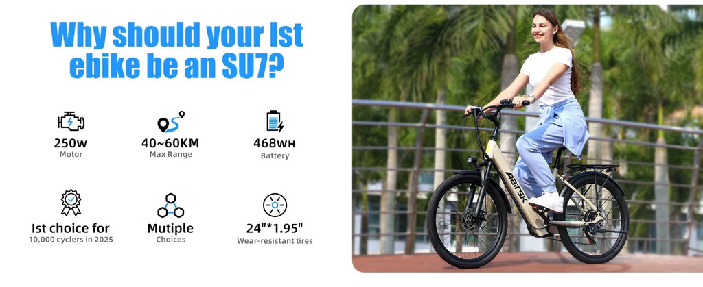 24" Electric Mountain Bike 250W 36V 13Ah E-Bike 7 Speed 25km/h Adult Commuter UK