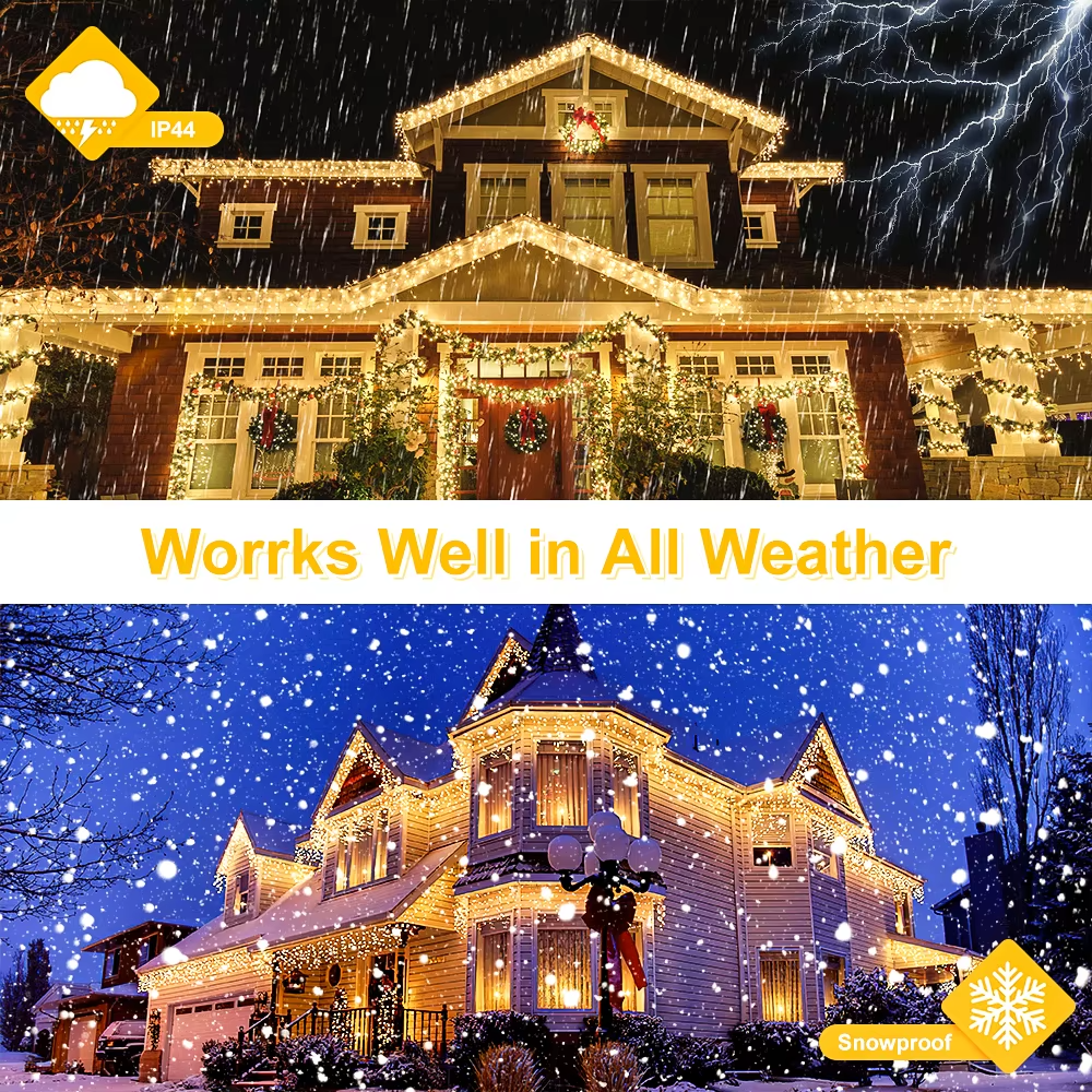 25M LED Icicle String Lights Warm/Cold White 8 Modes Remote Timer Christmas UK