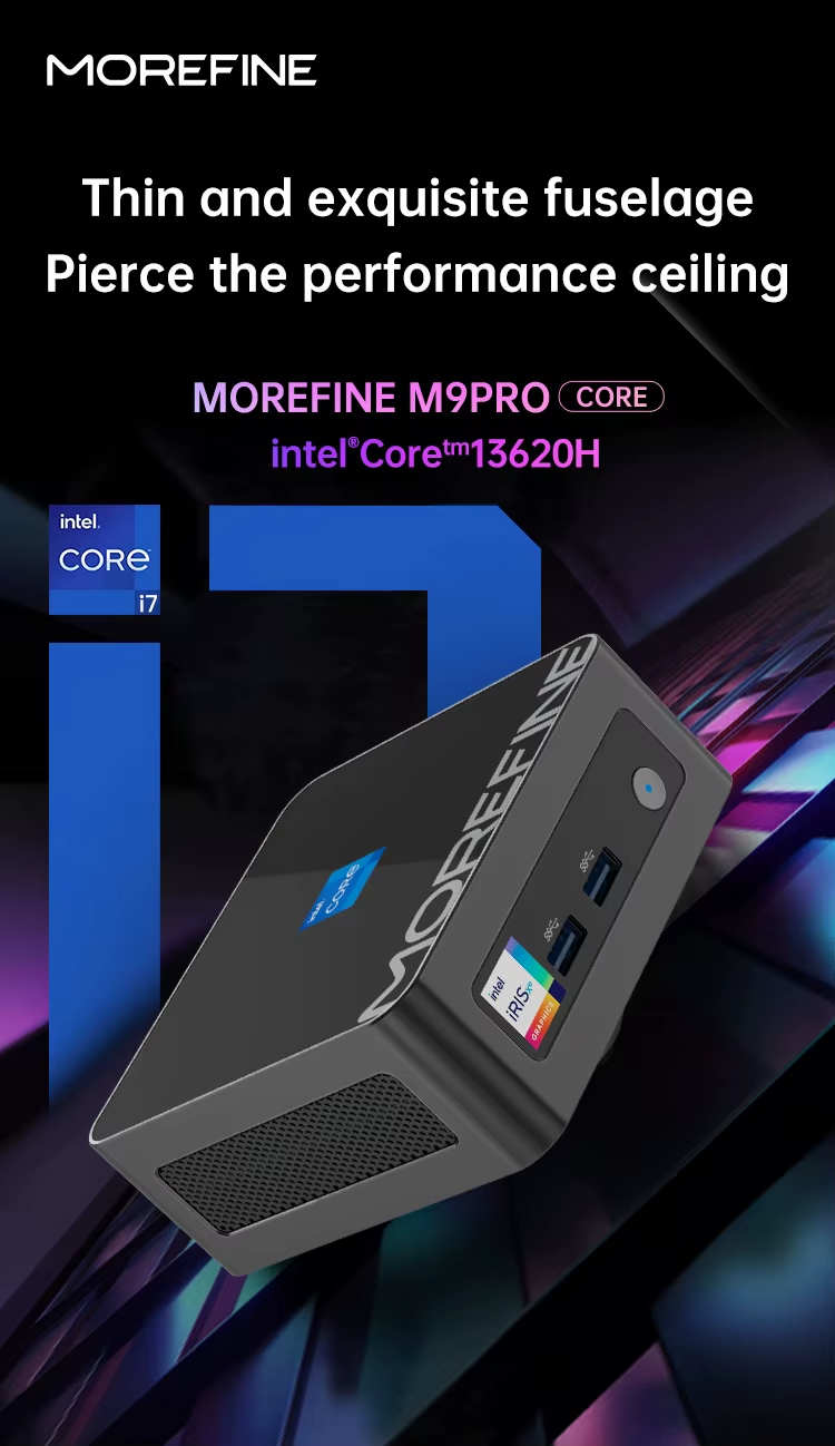Morefine M9 Pro Mini PC i7-12800H NVMe Win 11 Pro BT5.2 WiFi6 Gaming Triple Dp