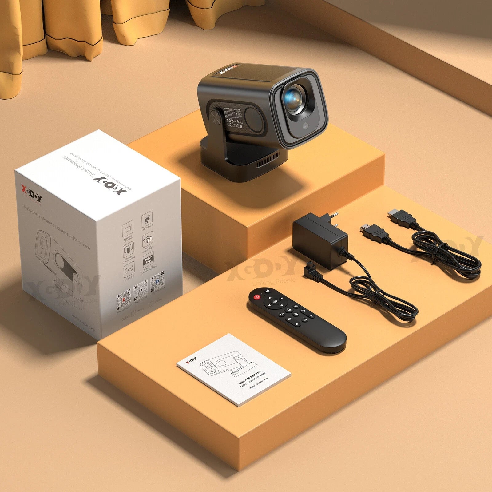 XGODY Gimbal 5 Pro 4K Projector WiFi Android Home Cinema UK