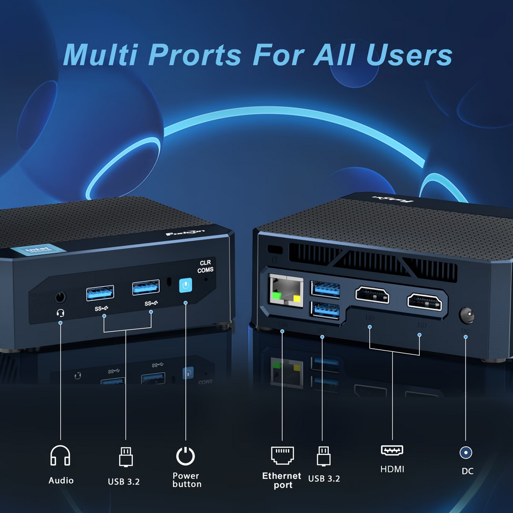 Mini PC Intel 12th Gen N95 4 Core 16GB RAM 512GB SSD Win 11 Pro 4K Dual Display