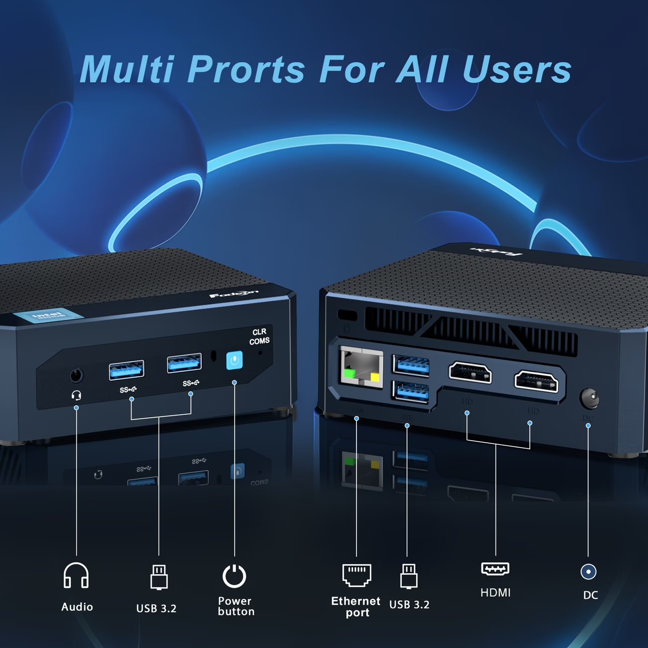 Mini PC Intel 12th Gen N95 4 Core 16GB RAM 512GB SSD Win 11 Pro 4K Dual Display