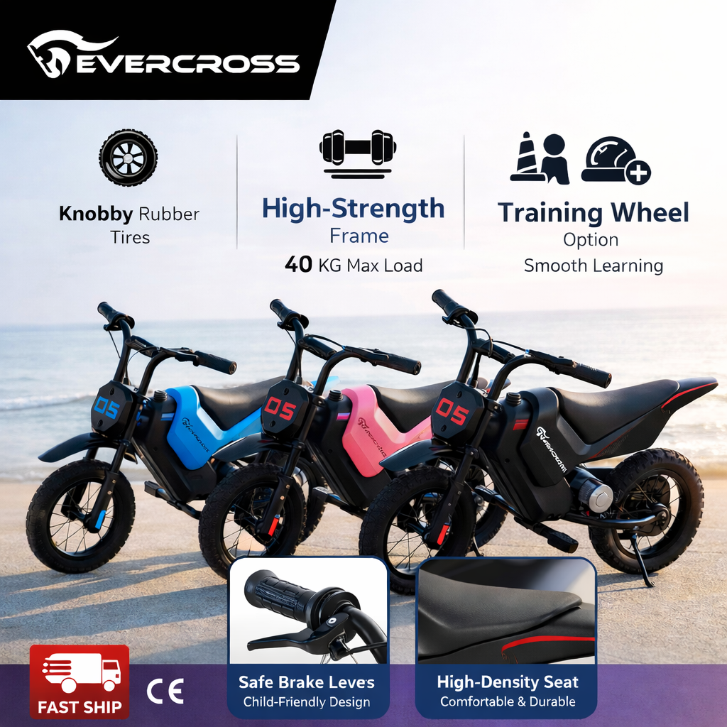 EVERCROSS PLUS EV05M Kids Fast Electric Dirt Bike 150W 12” 2-Speed 8/16km/h Gift