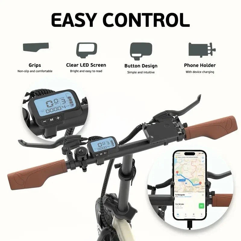 ESKUTE F200 14" Folding Electric Bike 250W 36V E-Bike 60KM Range City Commuter