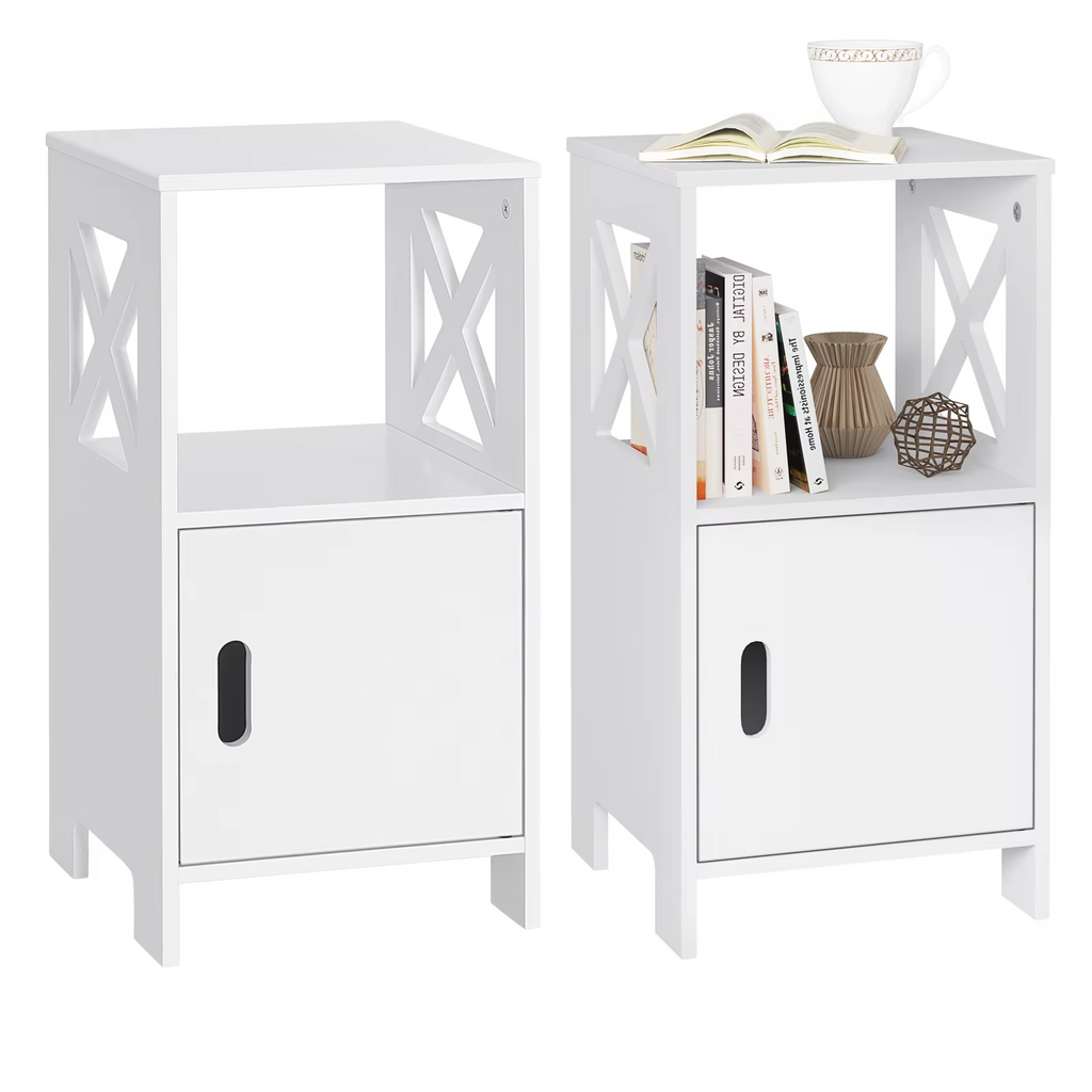Bedside Tables Set of 2 Nightstand White Modern UK