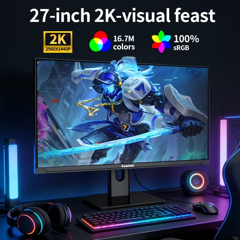 Gawfolk 27" QHD Gaming Monitor 180Hz 1ms UK
