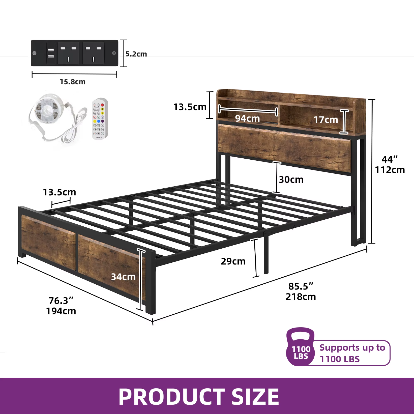 YITAHOME Super King Bed Frame LED Modern UK