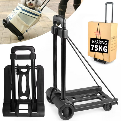 75kg Heavy Duty Folding Luggage Trolley Cart 75kg Portable Shopping Travel Use