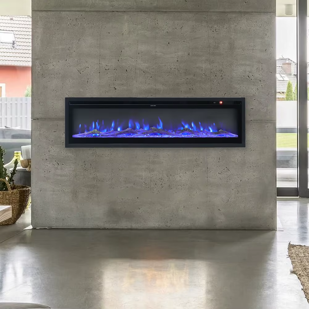 KOMORE Modern Electric Fireplace TV Stand LED Flames Remote Storage Console UK