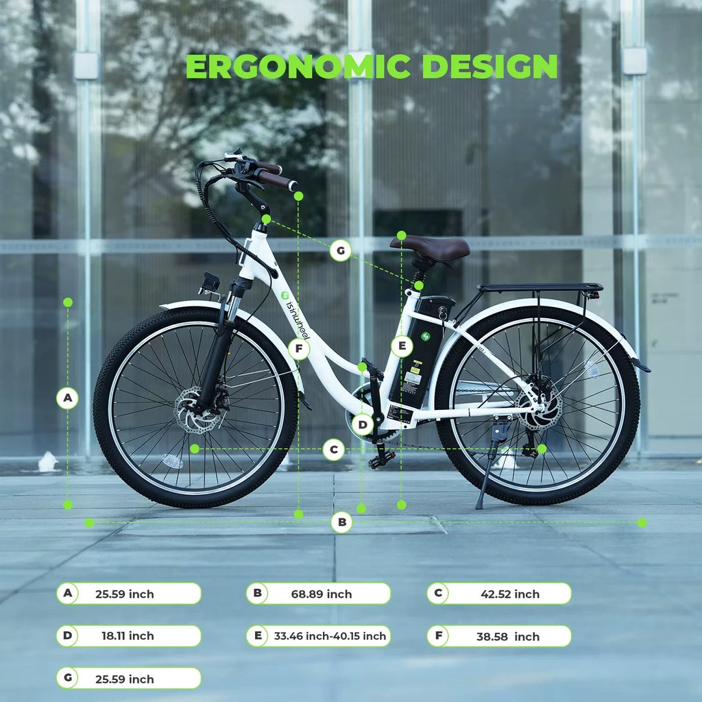 iSinwheel U2 Electric Bike 250W 36V 13Ah 26" E-Bike 60km Adult Urban Commuter UK