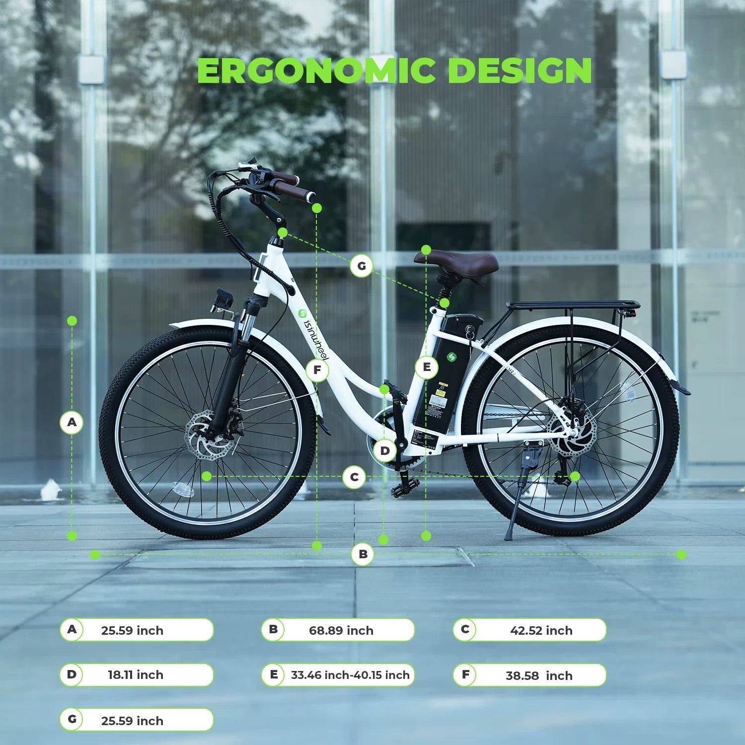 iSinwheel U2 Electric Bike 250W 36V 13Ah 26" E-Bike 60km Adult Urban Commuter UK