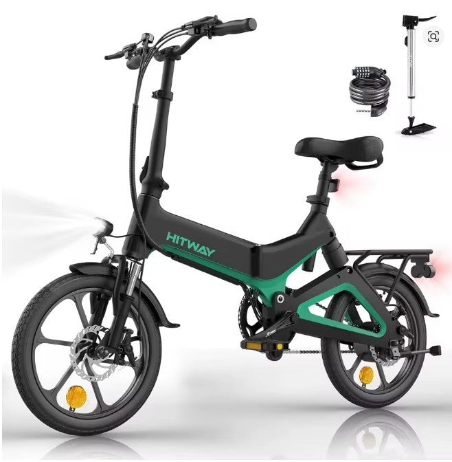 HITWAY BK2 Folding Electric Bike 250W 16" 36V E-Bike 70km Range 7 Speed UK Legal