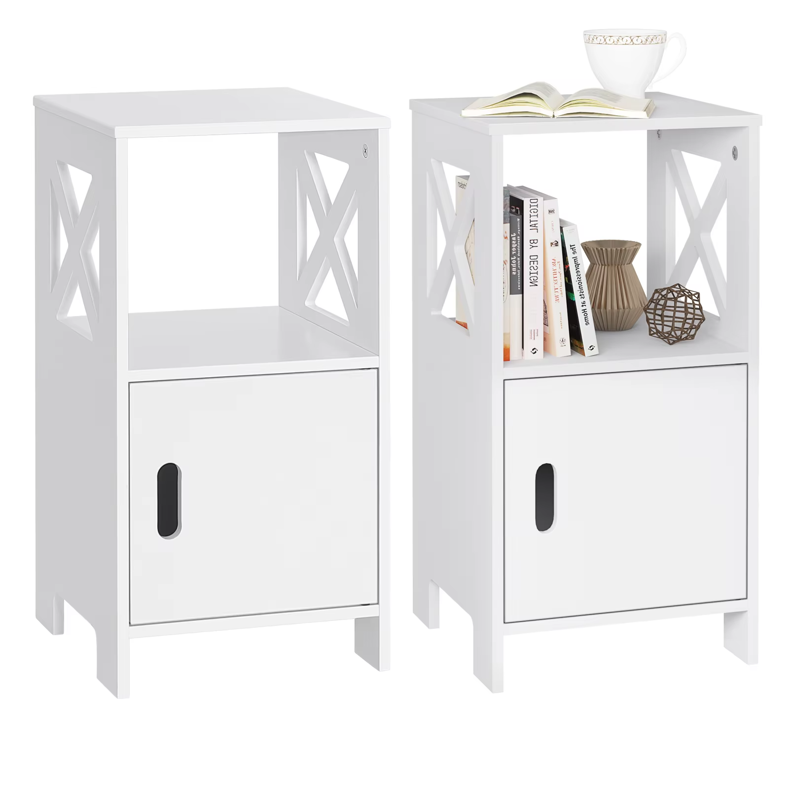 Bedside Tables Set of 2 Nightstand White Modern UK