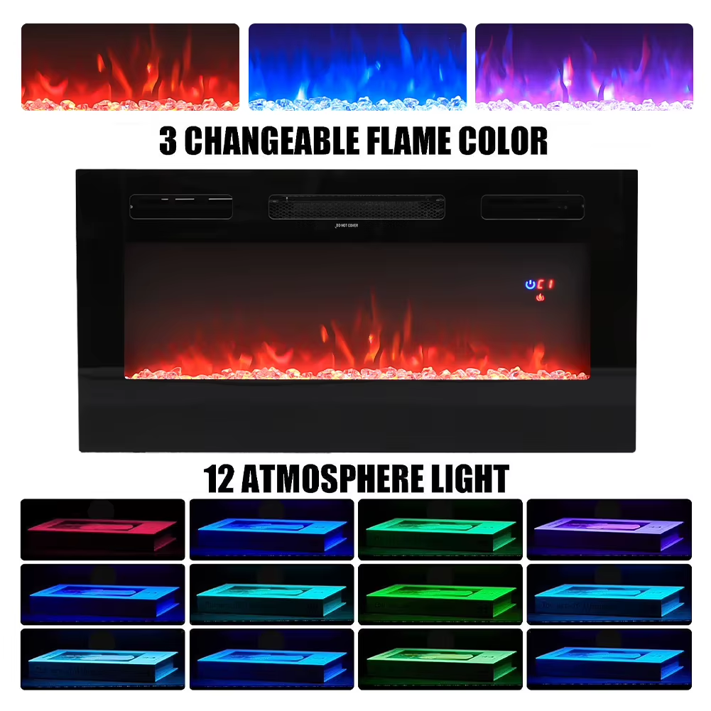 Breeins Modern Electric Fireplace TV Stand LED Flames Remote Storage Console UK