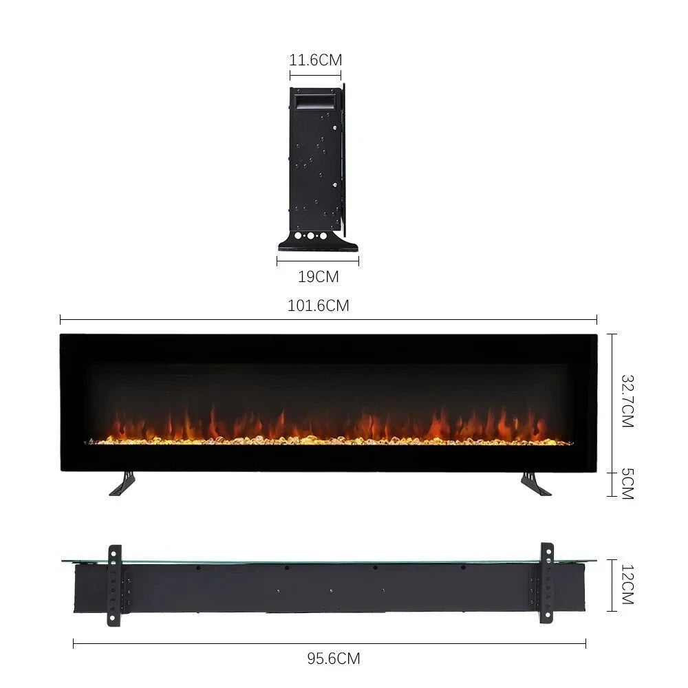 Modern Electric Fireplace TV Stand LED Flames Remote Storage Console UK