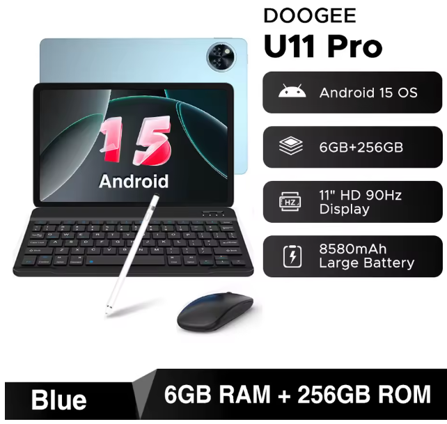 DOOGEE U11 Pro Fast 11" Tablet Android 15 256GB 8580mAh WiFi UK