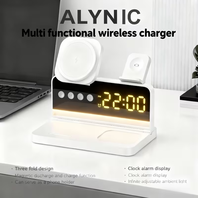 5-in-1 Wireless Charging Station 15W Fast Charger Watch AirPods Night Light UK