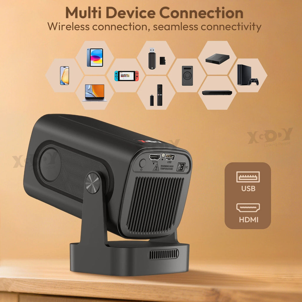 XGODY Gimbal 5 Pro 4K Projector WiFi Android Home Cinema UK