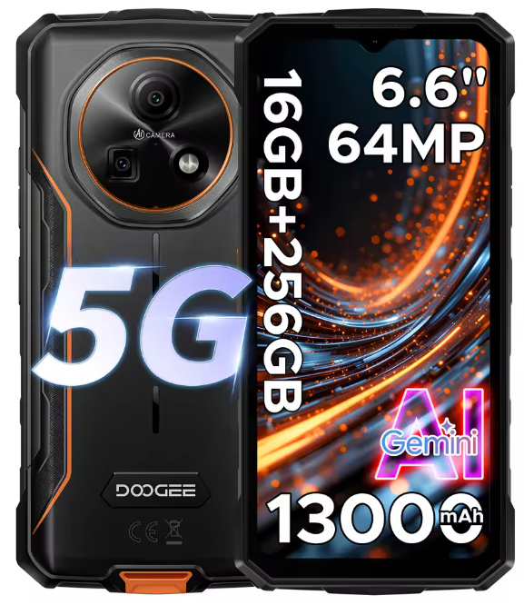 DOOGEE Fire 7 Rugged Durable Smartphone 5G Android 15 13000mAh 64MP NFC UK