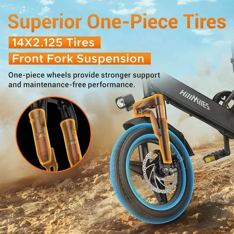 HillMiles Mile 1 14" Foldable Electric Bike 250W 36V Urban Commuter E-Bike UK