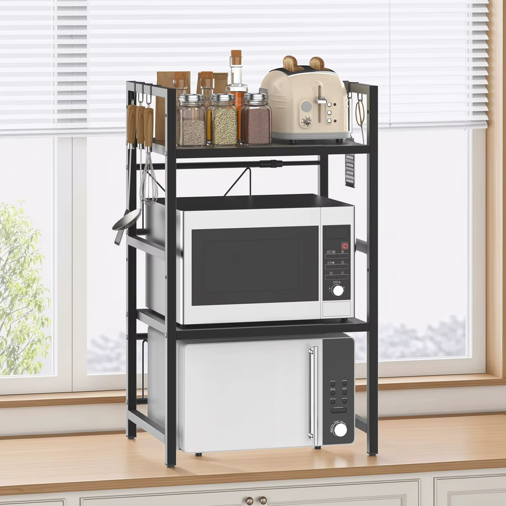 Microwave Oven Rack Stand Shelf Adjustable 40–60cm Kitchen Storage Organiser UK