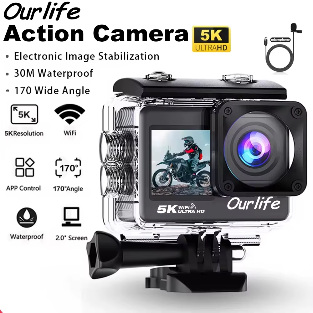 OURLIFE MTR60 PRO 5K Action Camera WiFi Touch Screen Waterproof UK