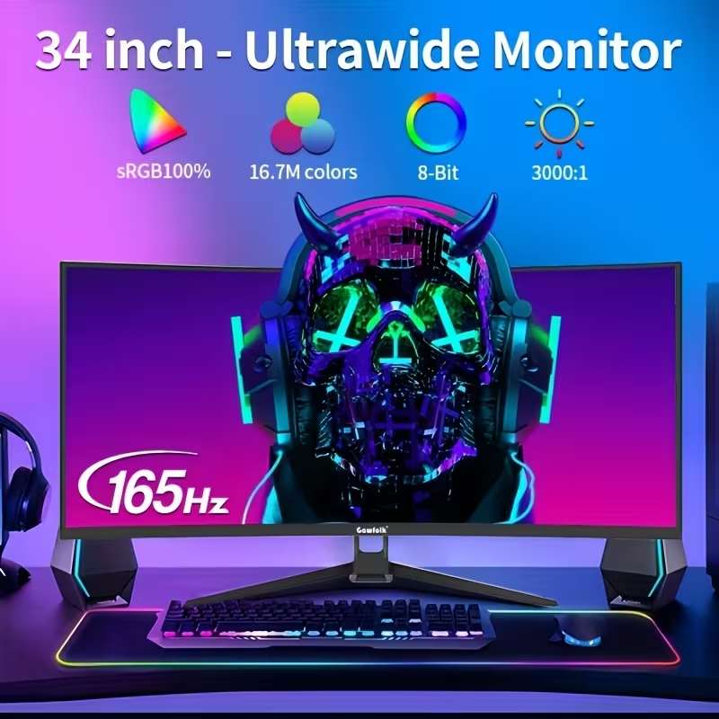 Gawfolk 34" Curved Gaming Monitor 165Hz 1ms UK
