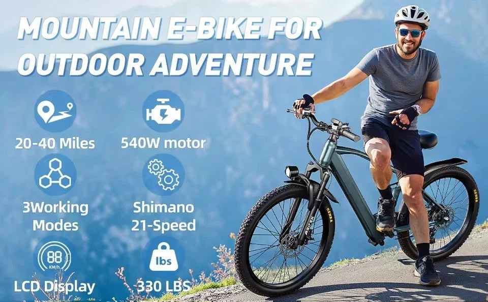 Aairsk GT900 Electric Bike 26" 250W 36V13Ah MTB E-Bike Full Suspension City UK