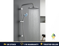 Shower Riser Kit Square/Round Mixer Set Bathroom Handheld + 8" Overhead Chrome