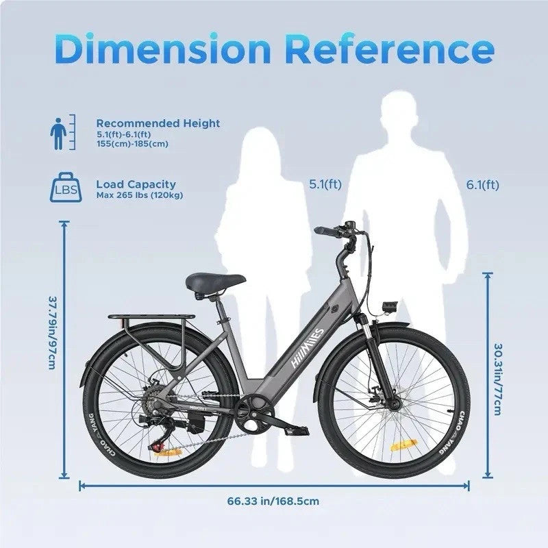 Hillmiles MileCity Electric Bike 250W 36V 13Ah 26" Fat Tyre E-Bike Long 100km