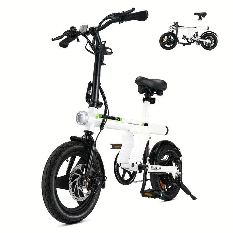 iSinwheel 14" Electric Bike 250W Motor 25km/h E-City Bike 60KM Range Black/White