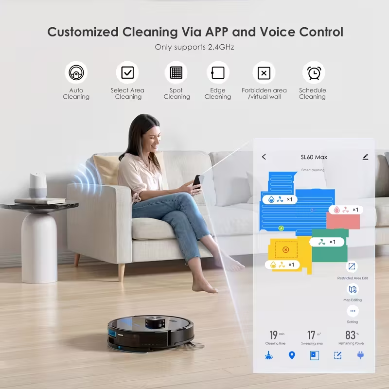 Lubluelu SL60 Max Robot Vacuum & Mop 4500Pa Self-Empty 3in1 Smart Mapping
