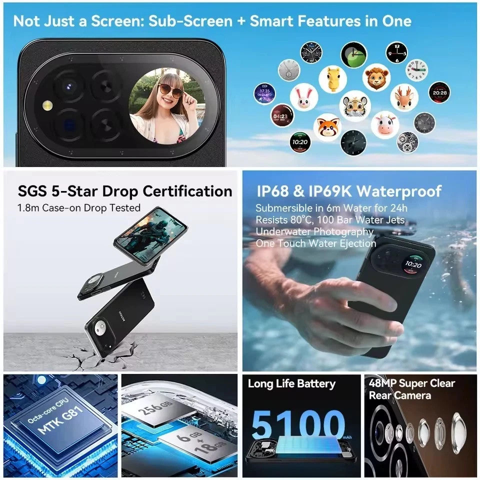 IIIF150 Action Rugged Smartphone 24GB 256GB Android 15 Dual Screen IP68 UK