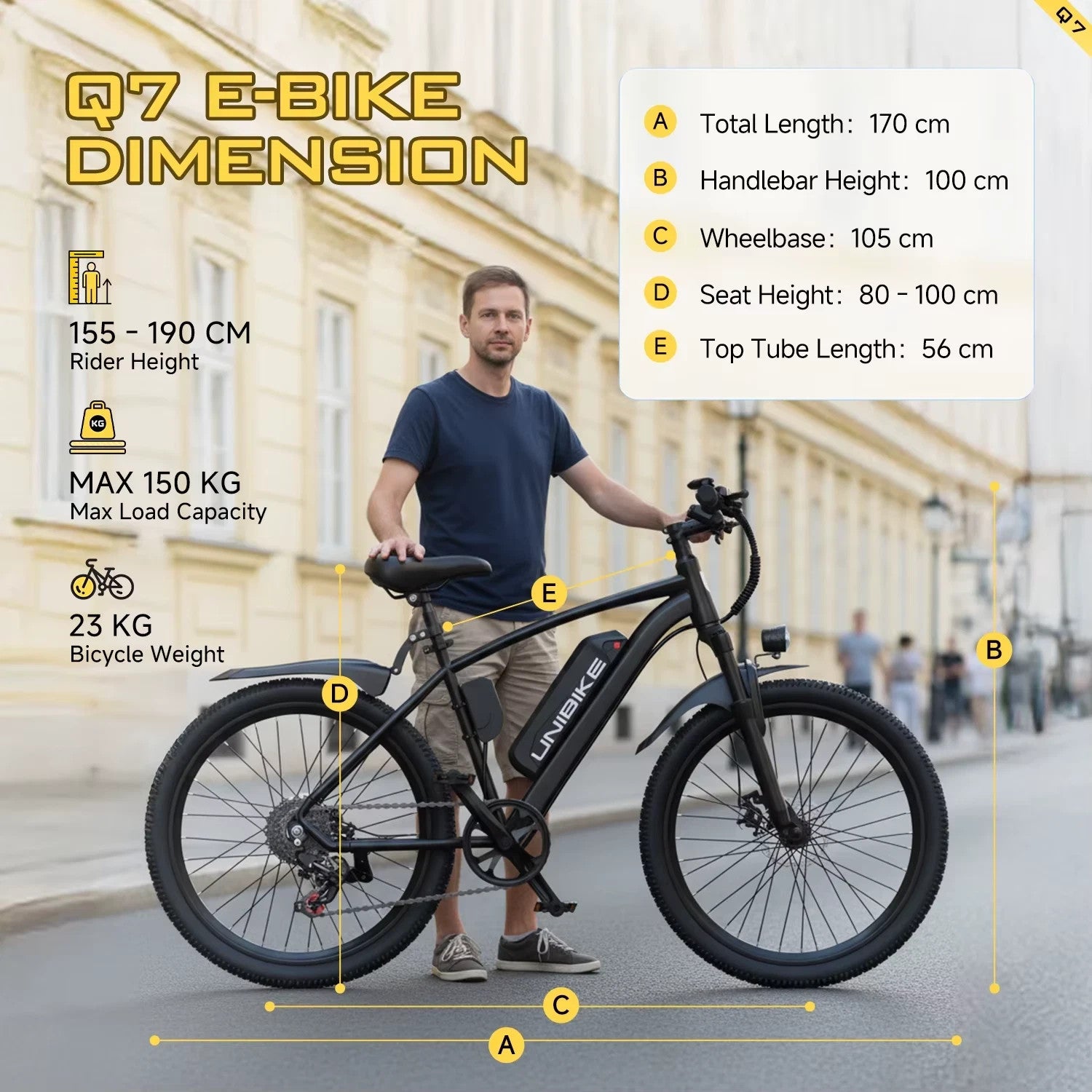 Unibike Q7 Electric Bike 250W 26” Adult E-Bike 10Ah Battery All Terrain MTB UK