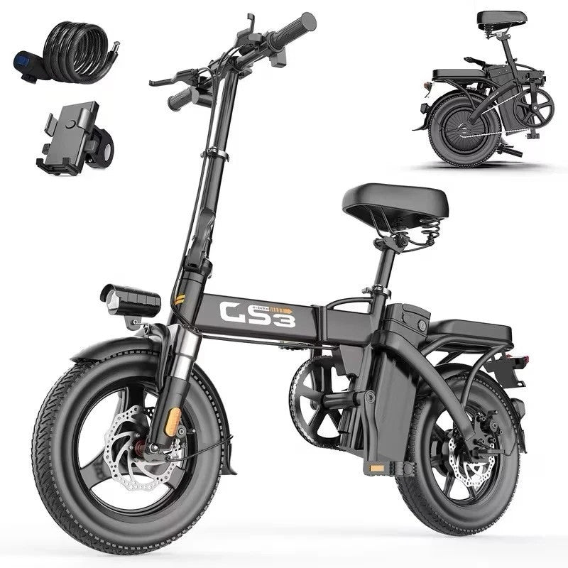 GS3 14" Folding Electric Bike 250W 48V 15Ah Suspension E-Bike LED Display UK