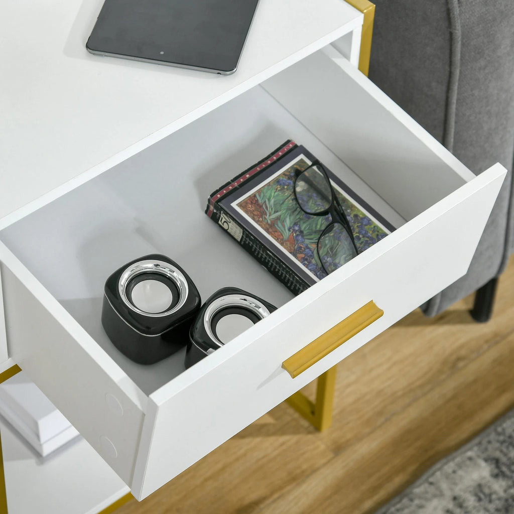 HOMCOM Bedside Tables Set of 2 Nightstand Gold Modern UK