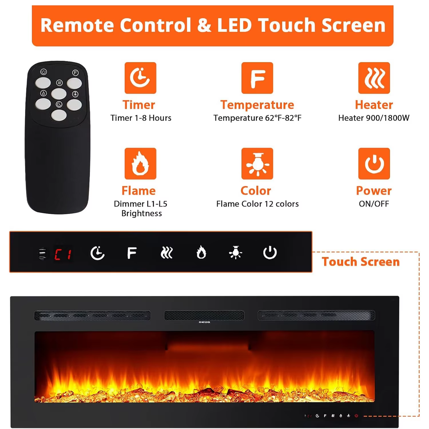 Modern Electric Fireplace TV Stand LED Flames Remote Storage Console 60" UK