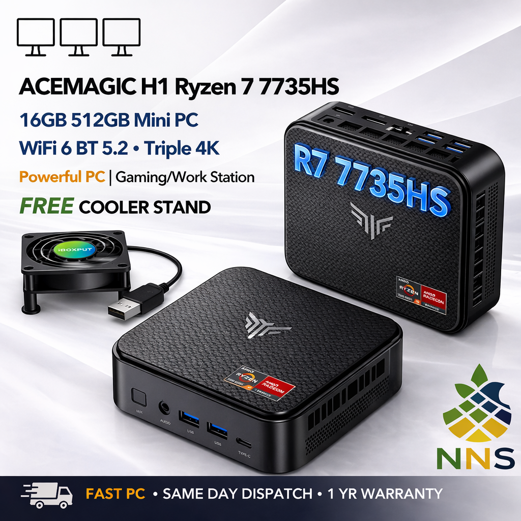 ACEMAGIC H1 Ryzen 7 7735HS 16GB 512GB Mini PC WiFi 6 BT 5.2 Triple 4K Warranty