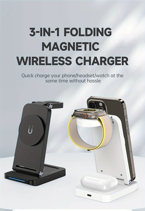 3-in-1 Wireless Charging Station 15W Fast Charger UK