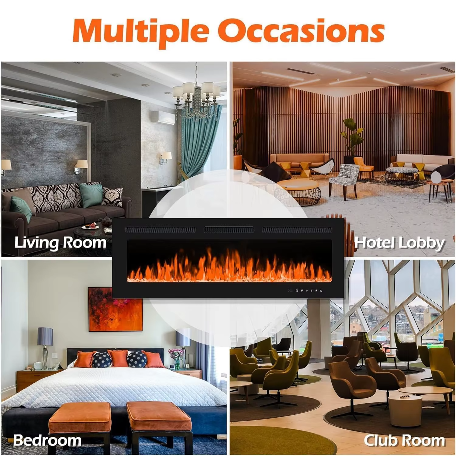 Modern Electric Fireplace TV Stand LED Flames Remote Storage Console 60" UK