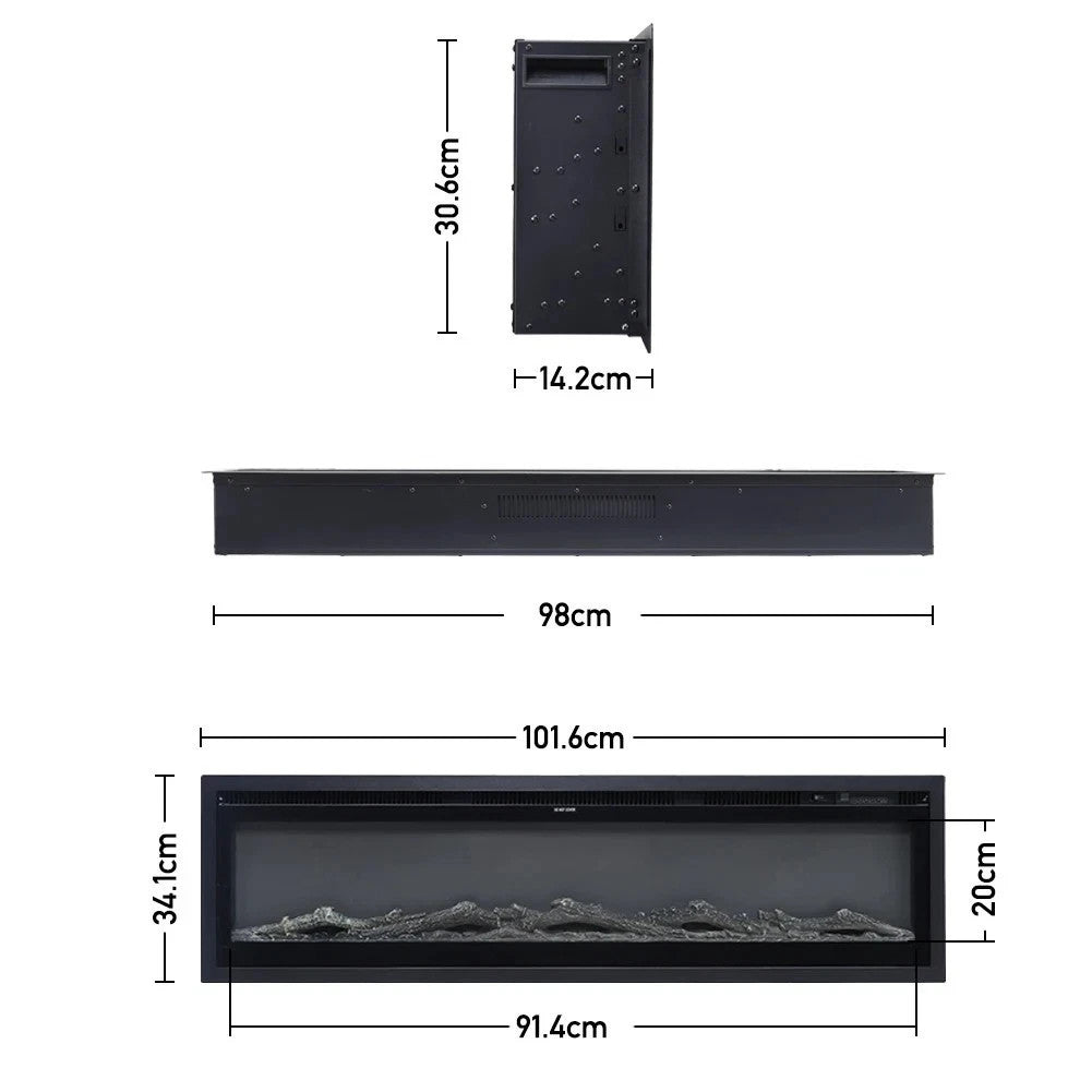 KOMORE Modern Electric Fireplace TV Stand LED Flames Remote Storage Console UK