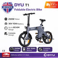 DYU T1 20'' Foldable Electric Bike 250W 36V 10Ah Battery E-Bike 60km Range UK