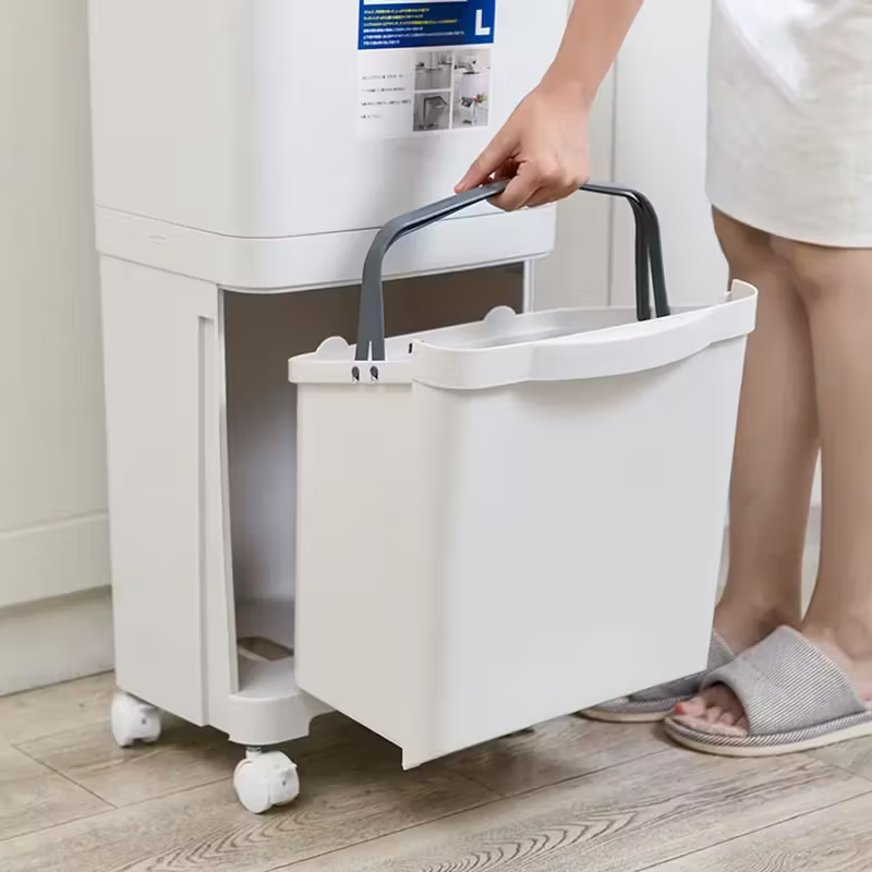 45L 2 Tier Mobile Recycling Bin | Kitchen Waste Bin Wheels, Dual Compartment UK